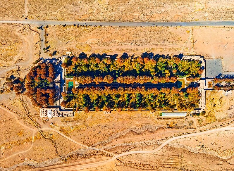 عکس هوایی باغ شاهزاده ماهان کرمان